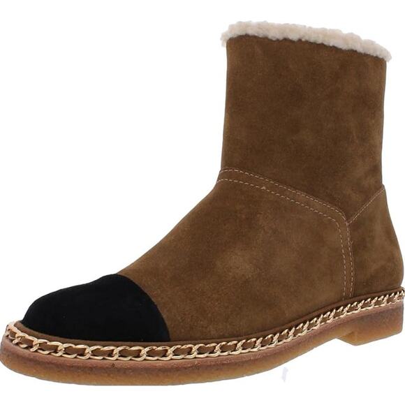 STEVE MADDEN Women's Tayson Ankle Boots Size 5M Chestnut Suede Faux Fur - Picture 1 of 8